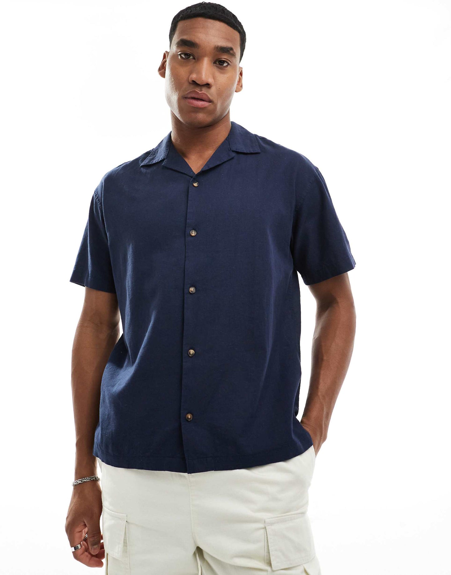Linen Shirt With Revere Collar