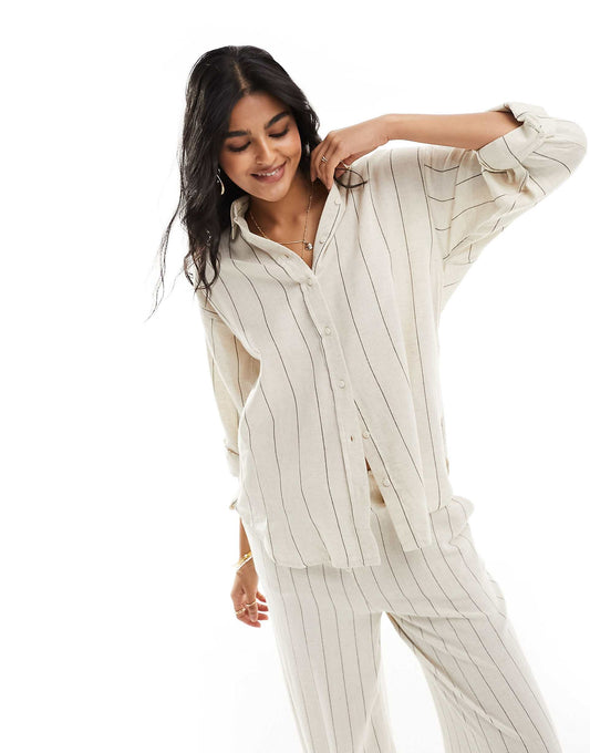 Linen Look Stripe Shirt