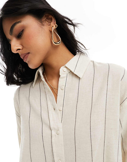 Linen Look Stripe Shirt