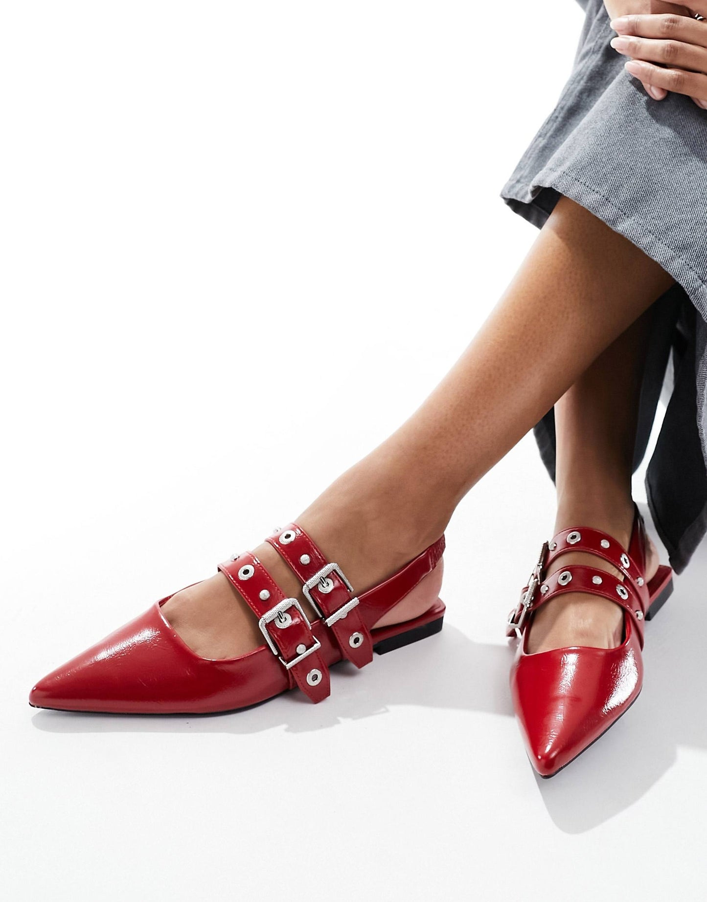 Buckle Detail Slingback Ballet Shoe