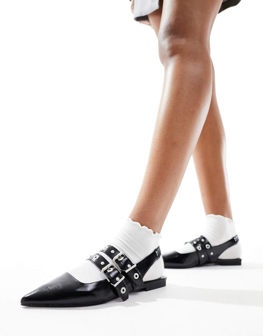 Buckle Detail Slingback Ballet Shoe