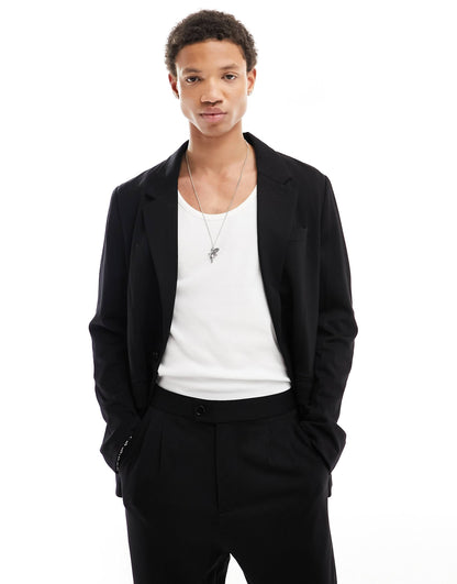 Helm Structured Jersey Suit Blazer