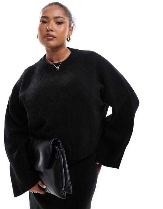 Curve Crew Neck Boxy Jumper With Wide Cuff