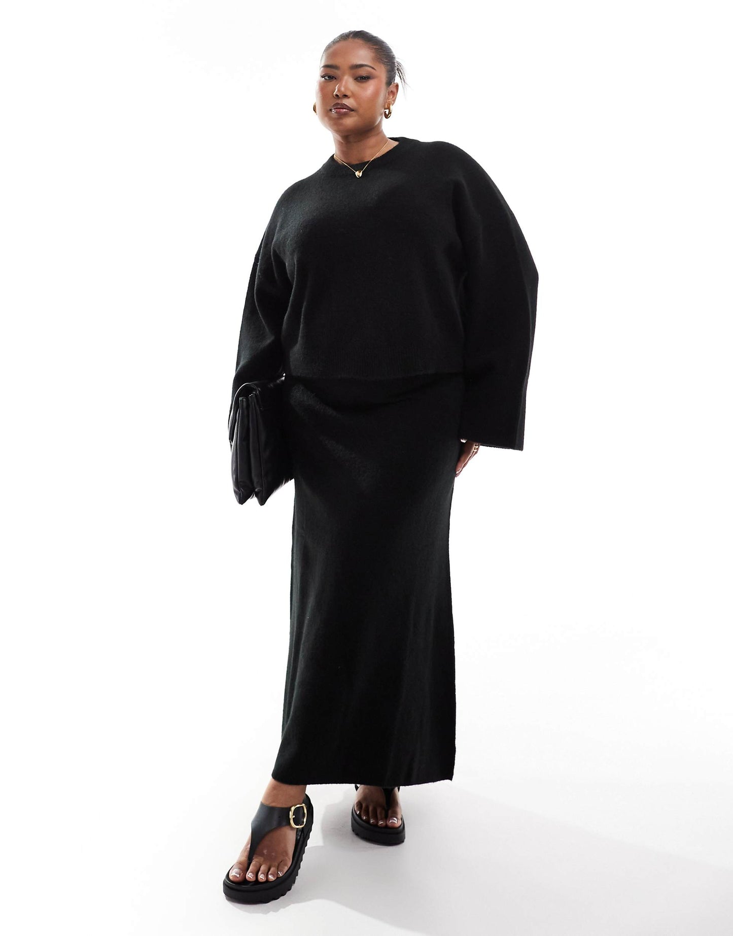 Curve Crew Neck Boxy Jumper With Wide Cuff