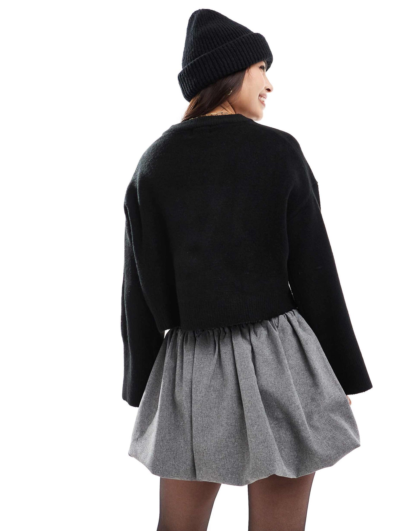 Crew Neck Boxy Jumper With Wide Cuff