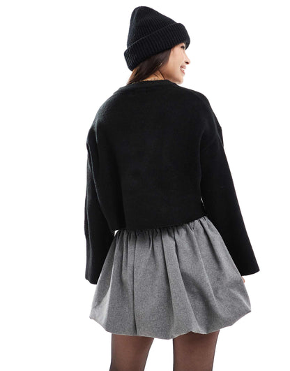 Crew Neck Boxy Jumper With Wide Cuff