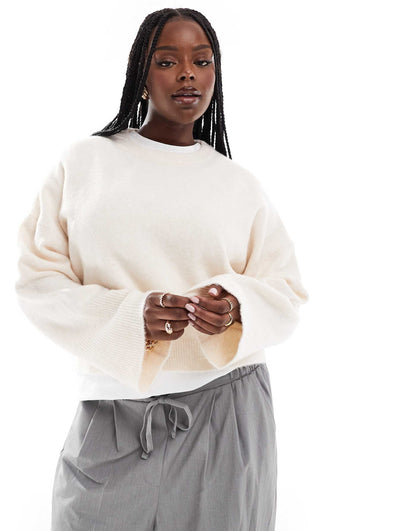 Curve Crew Neck Boxy Jumper With Wide Cuff