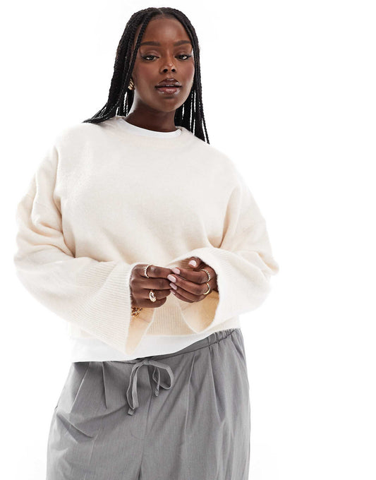 Curve Crew Neck Boxy Jumper With Wide Cuff