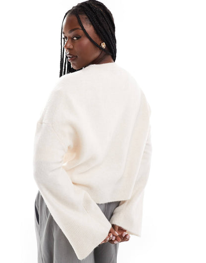 Curve Crew Neck Boxy Jumper With Wide Cuff
