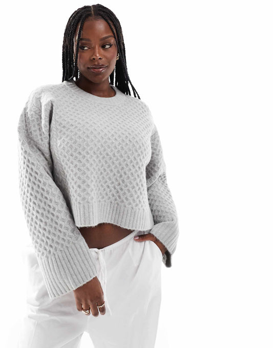 Curve Crew Neck Cable Jumper With Wide Cuff