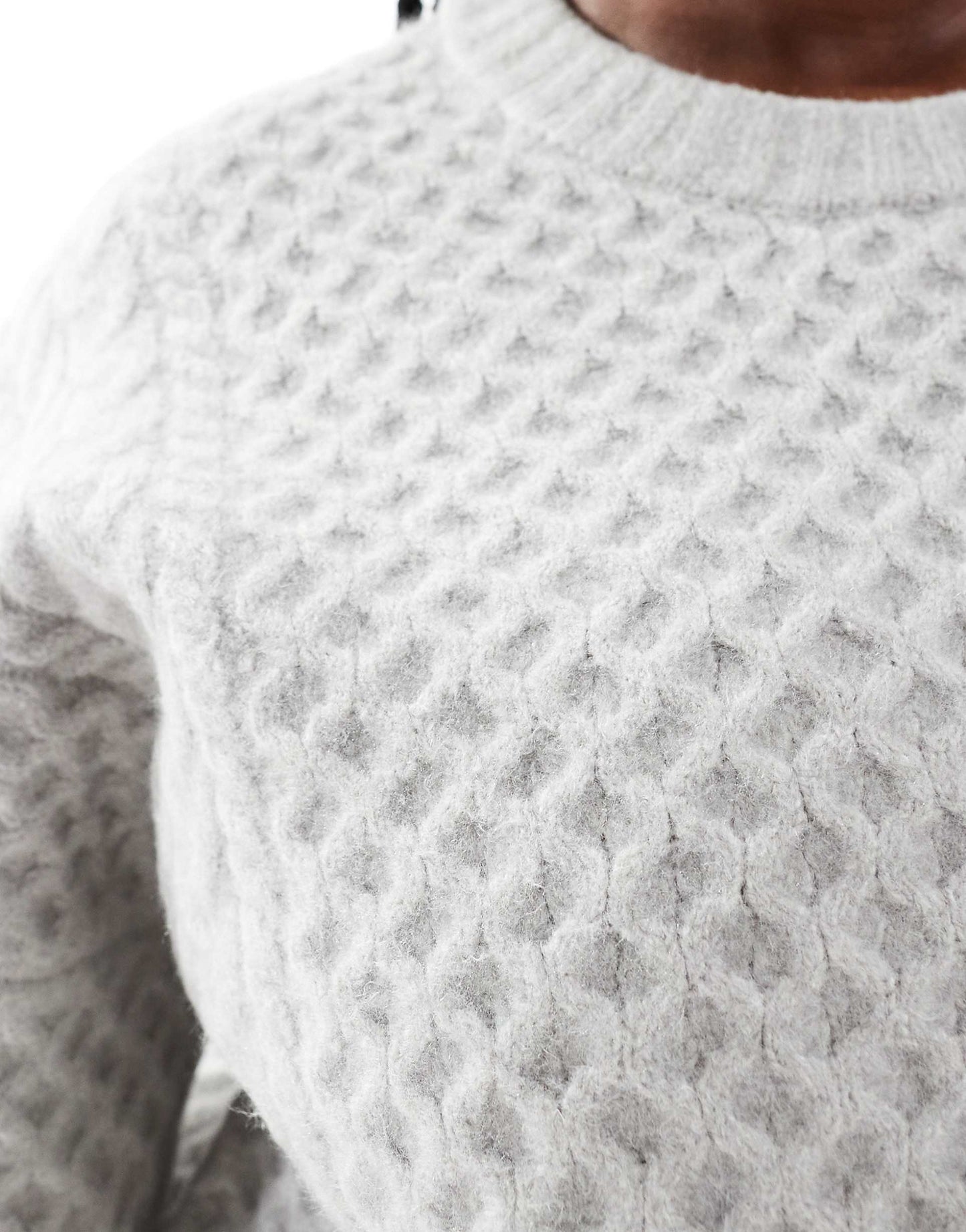 Curve Crew Neck Cable Jumper With Wide Cuff