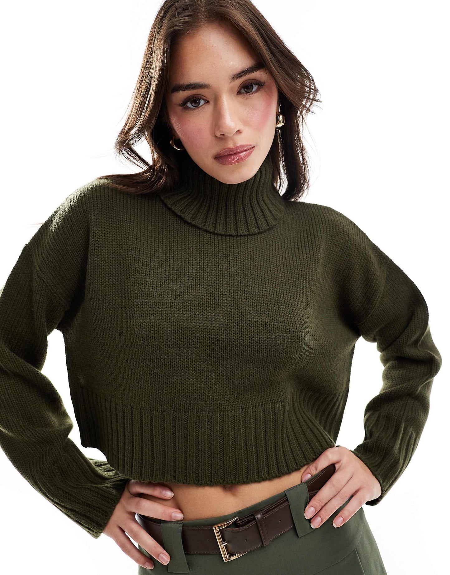 Cropped Roll Neck Jumper