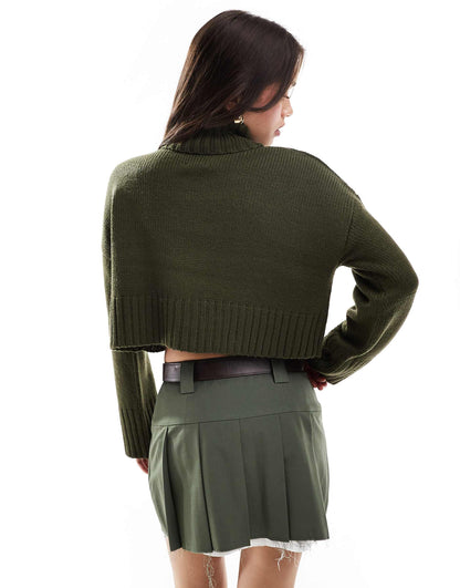 Cropped Roll Neck Jumper