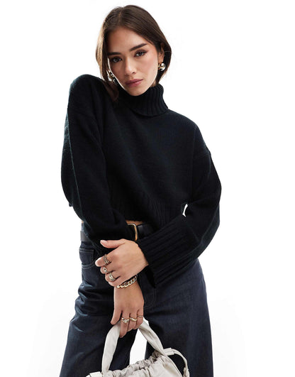 Cropped Roll Neck Jumper