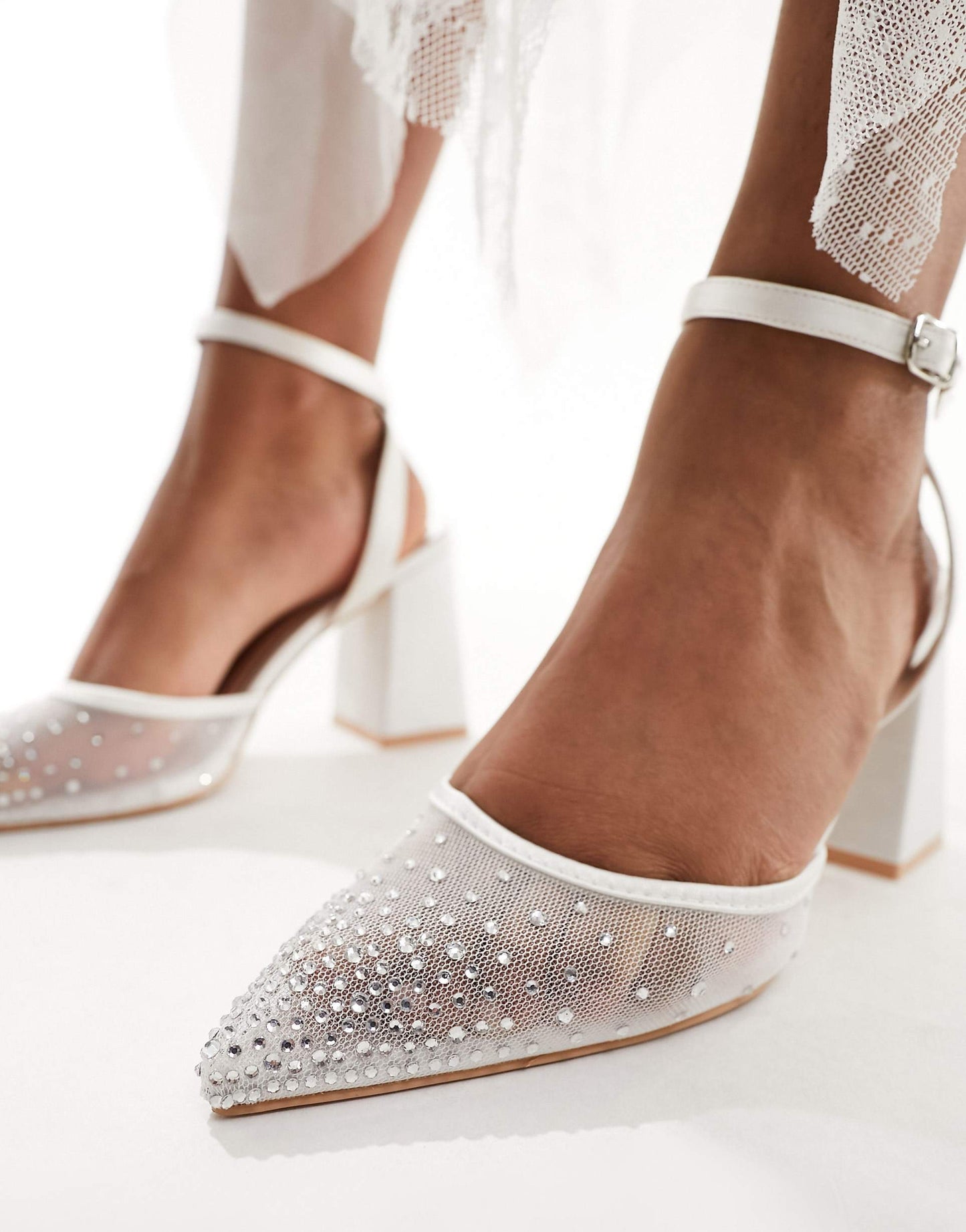 Bridal Nala Mesh Block Heeled Shoes