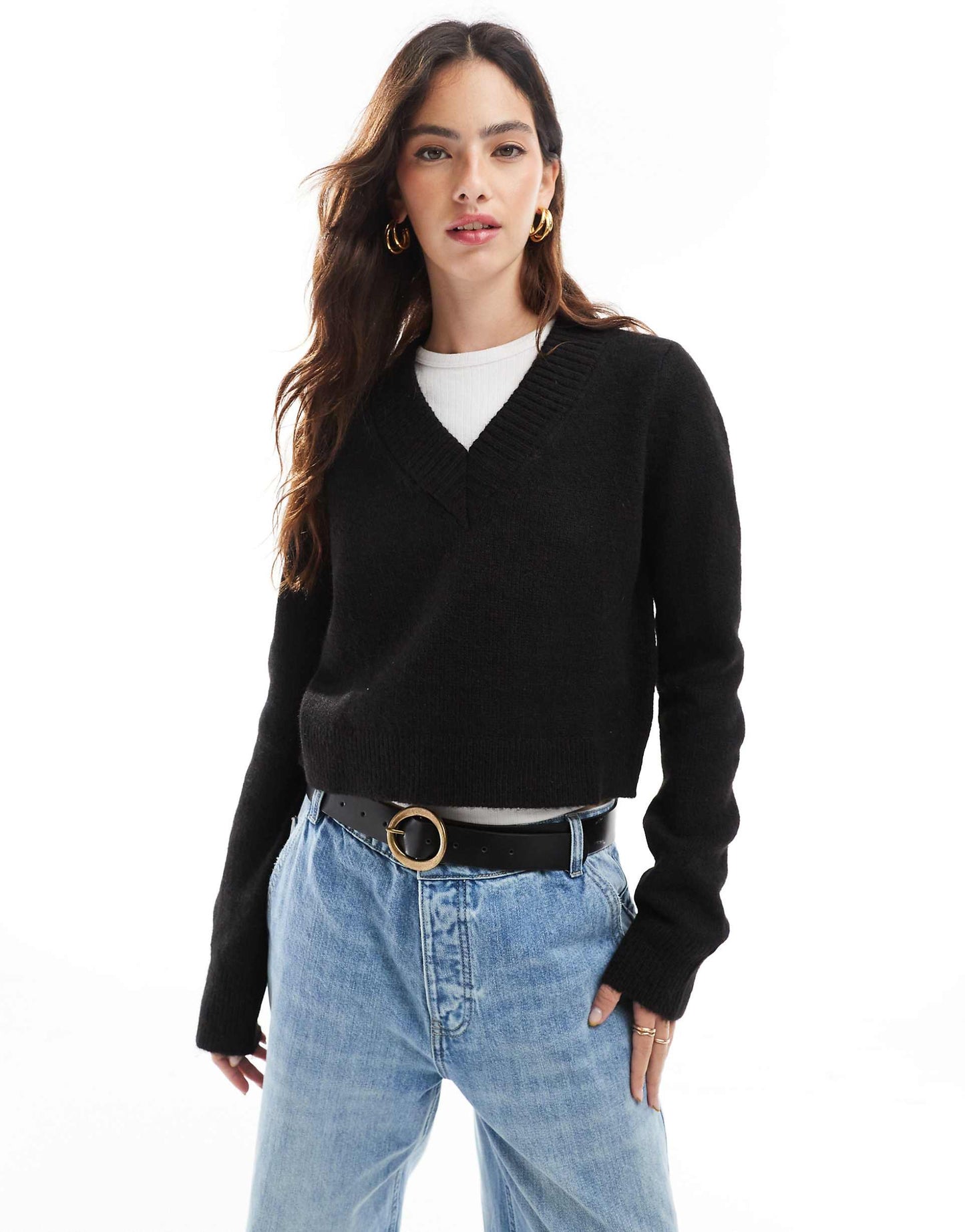 Crop V Neck Jumper