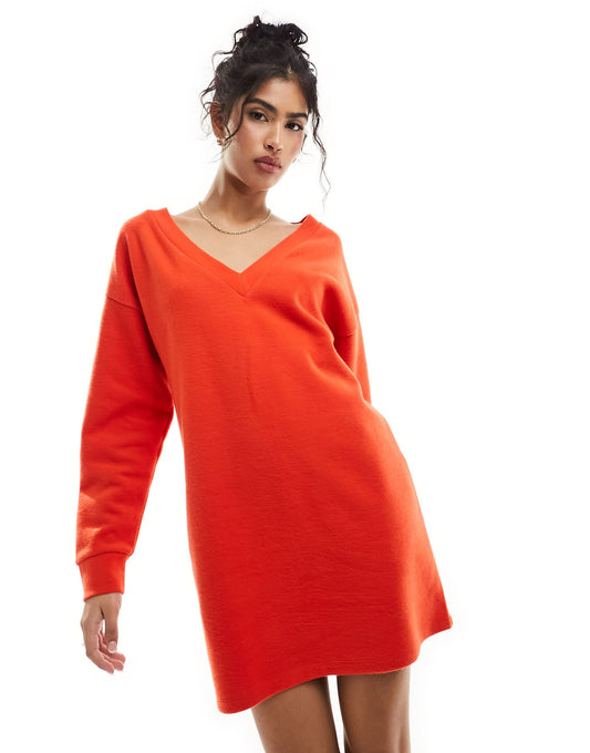 Supersoft Slouchy V Neck Jumper Mini Dress