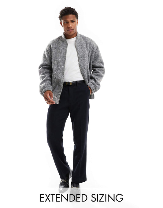 Oversized Wool Look Bomber Jacket