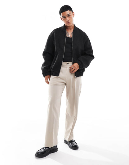 Oversized Wool Look Bomber Jacket
