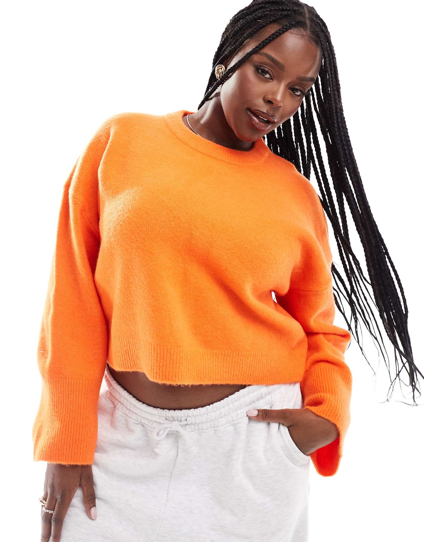 Curve Crew Neck Boxy Jumper With Wide Cuff