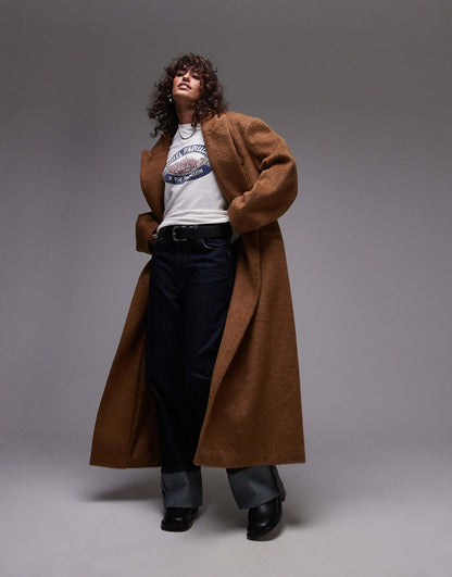 Longline Brushed Popper Coat