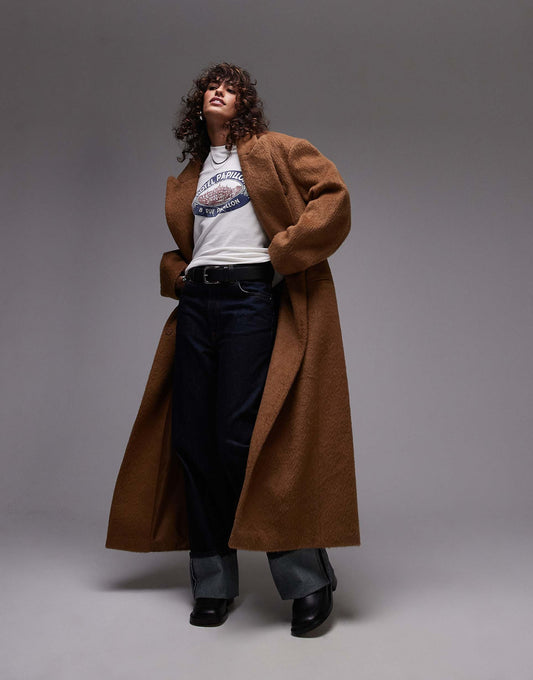 Longline Brushed Popper Coat