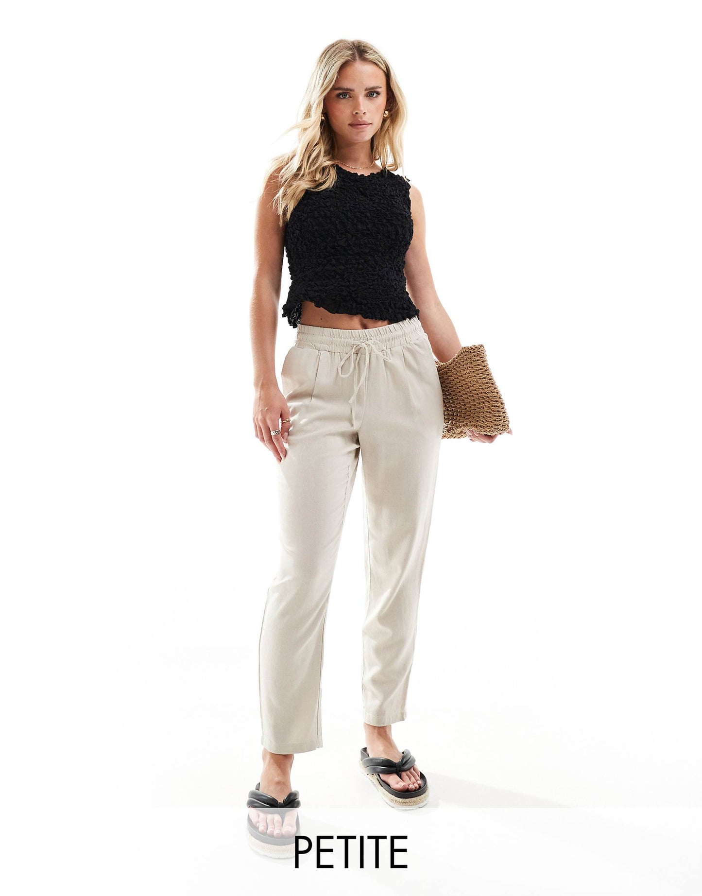 Petite Linen Blend Tapered Trouser