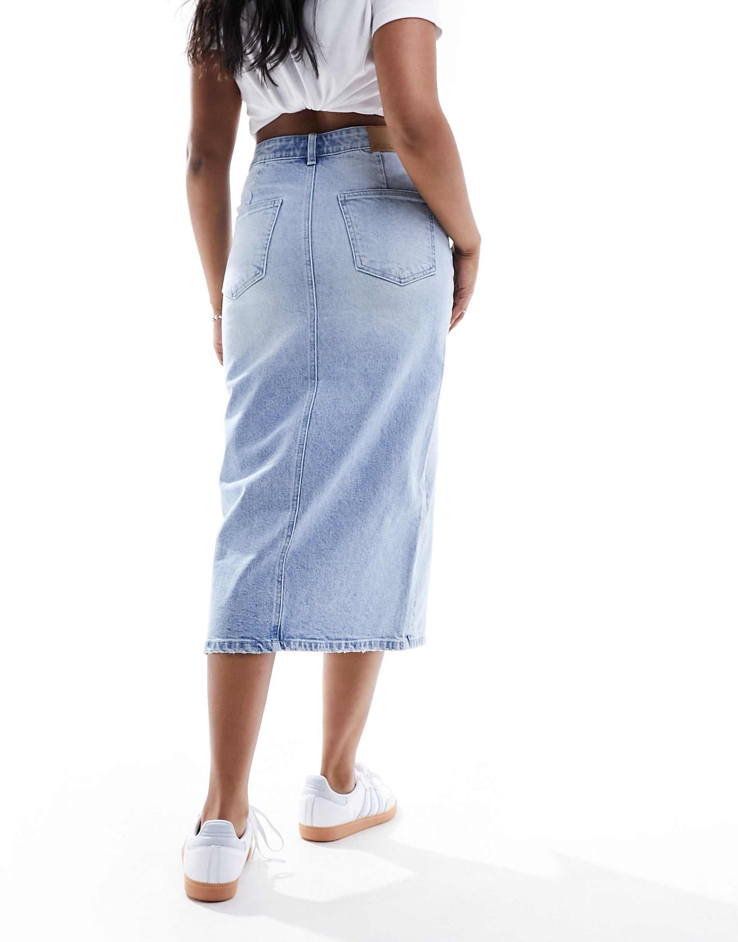 Denim Midaxi Skirt With Front Split