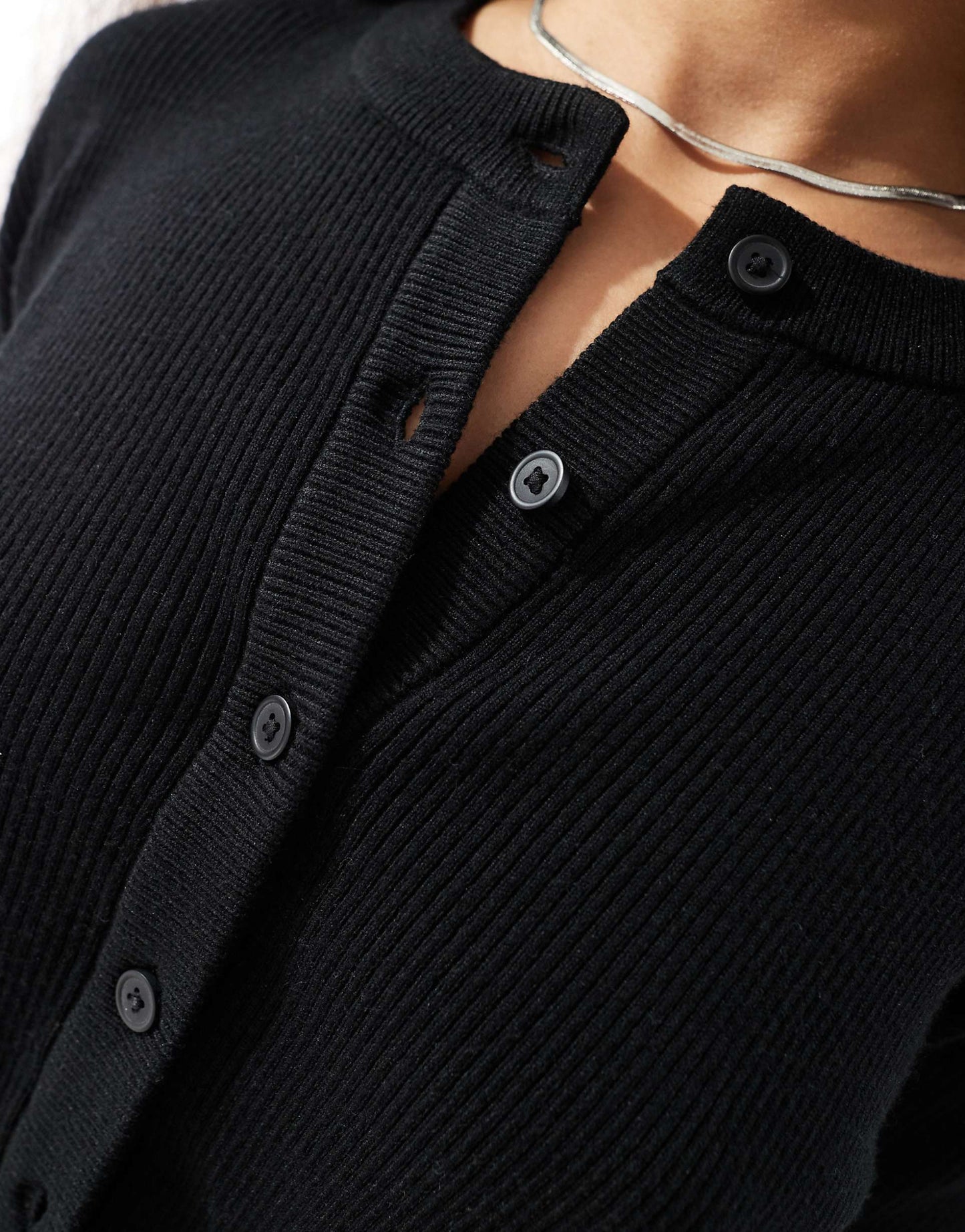 Petite Slim Fit Cardigan With Crew Neck