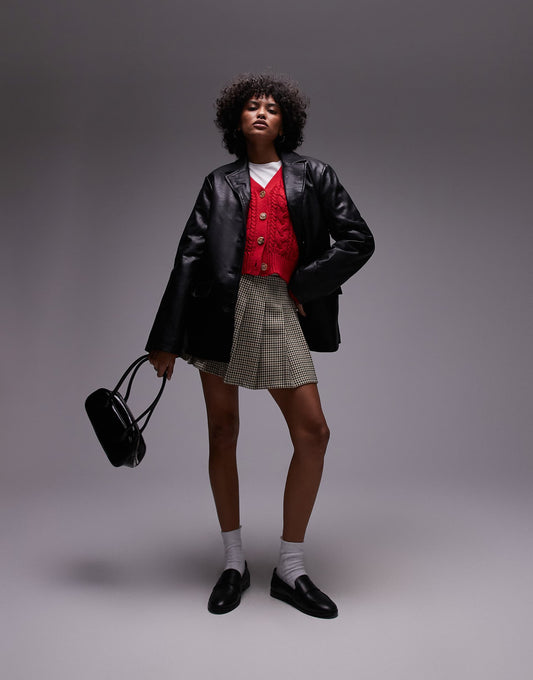 Faux Leather Blazer