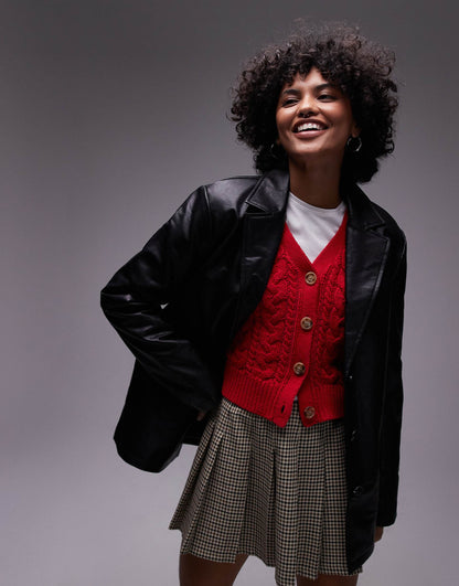 Faux Leather Blazer