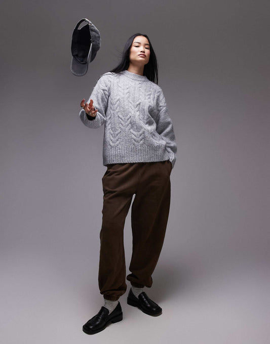 Knitted Fluffy Oversized Cable Jumper
