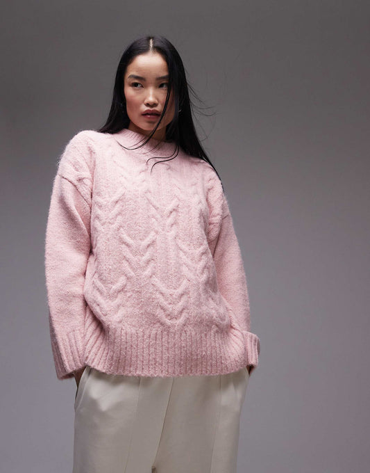 Knitted Fluffy Oversized Cable Jumper