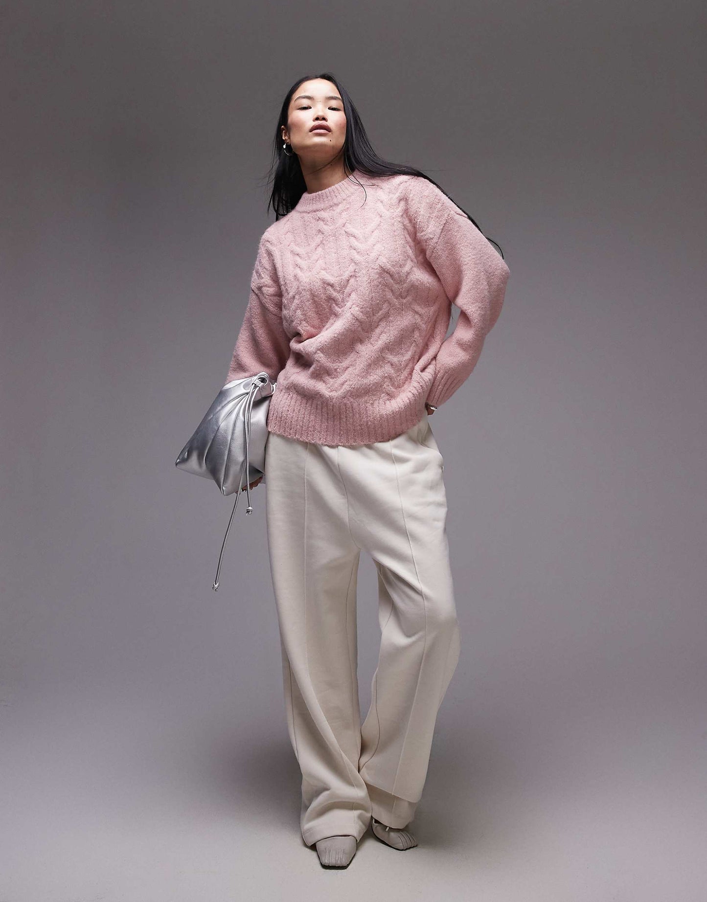 Knitted Fluffy Oversized Cable Jumper