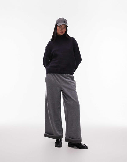 Knitted Seam Stitch Detail Funnel Relaxed Jumper
