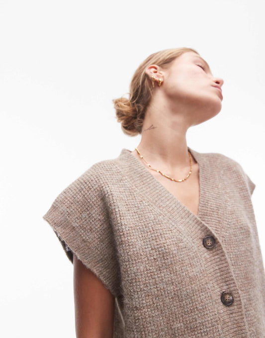 Knitted V-Neck Relaxed Vest Co-Ord