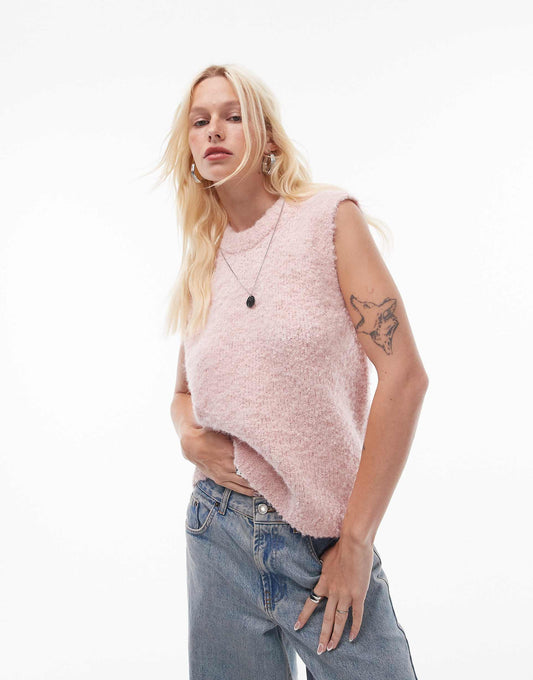 Knitted Crew Boucle Vest