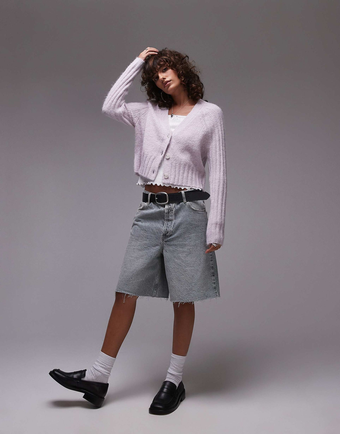 Knitted V-Neck Rib Detail Cardi