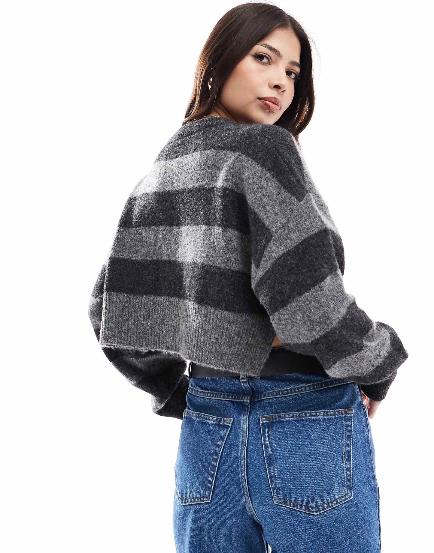 Crop Crew Neck Jumper With Split Hemline