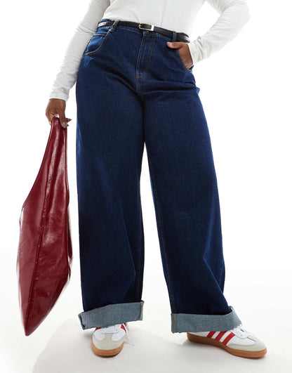 Curve Loose Jeans With Deep Turn Up Cuff