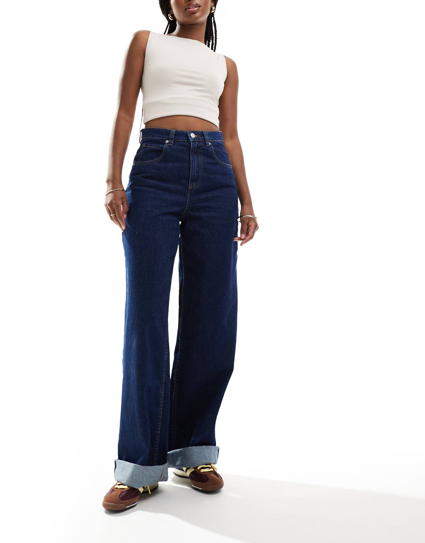 Loose Jeans With Deep Turn Up Cuff