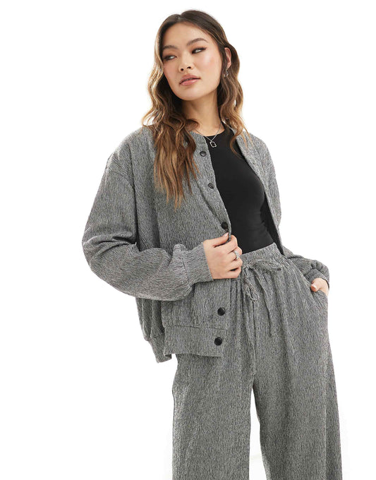 Textured Bomber Jacket Co-Ord