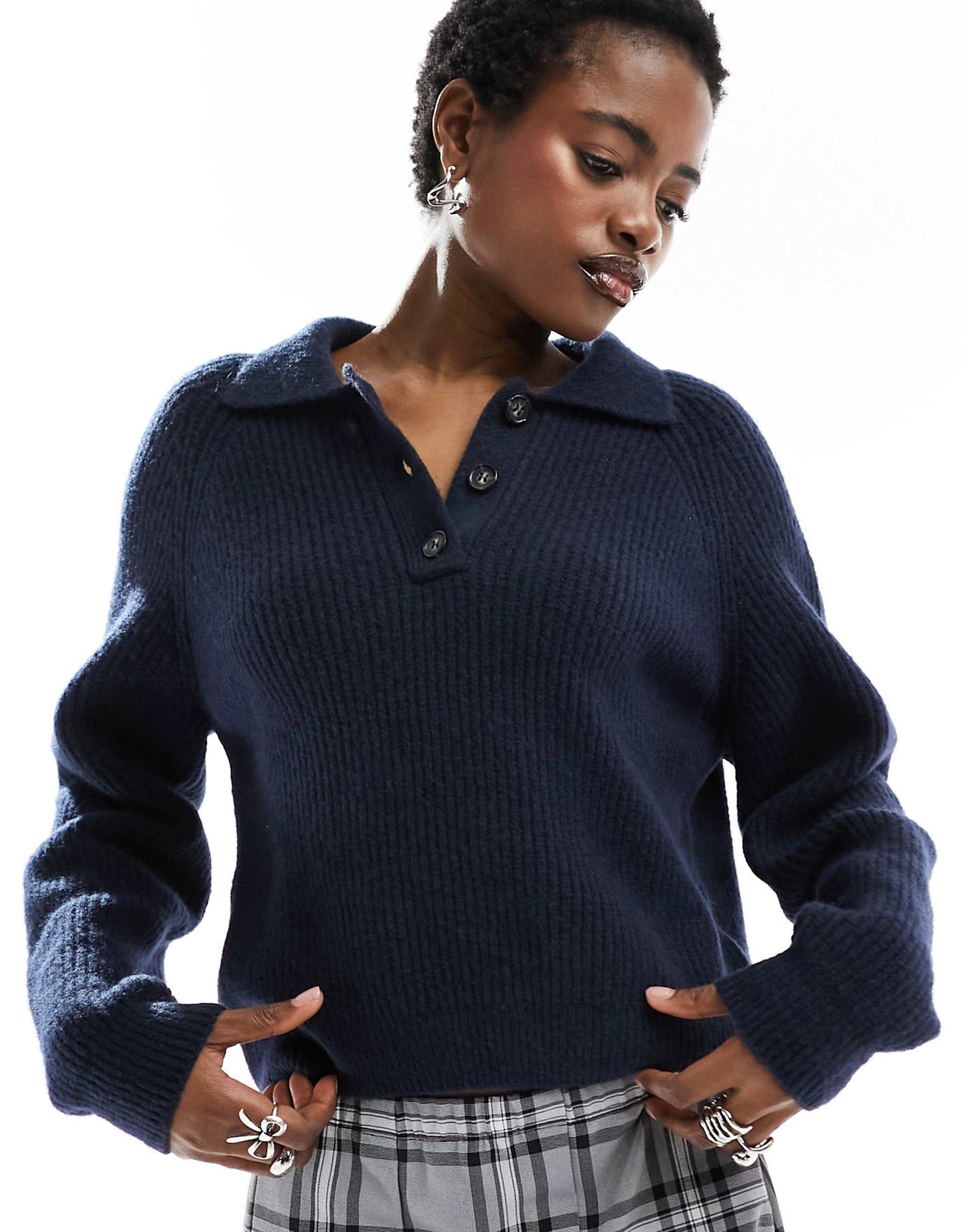 Knit Polo Collar Sweater