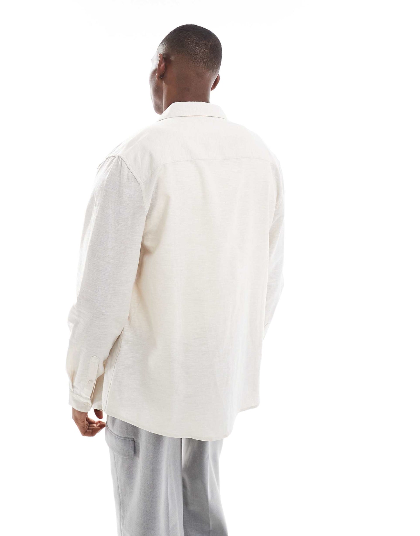 Regular Smart Linen Mix Shirt With Penny Collar