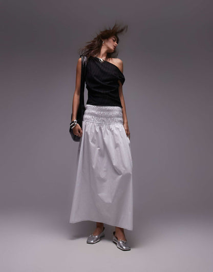 Smocked Waist Maxi Skirt