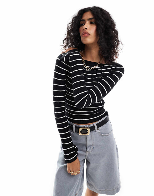 Knitted Top With Boat Neck