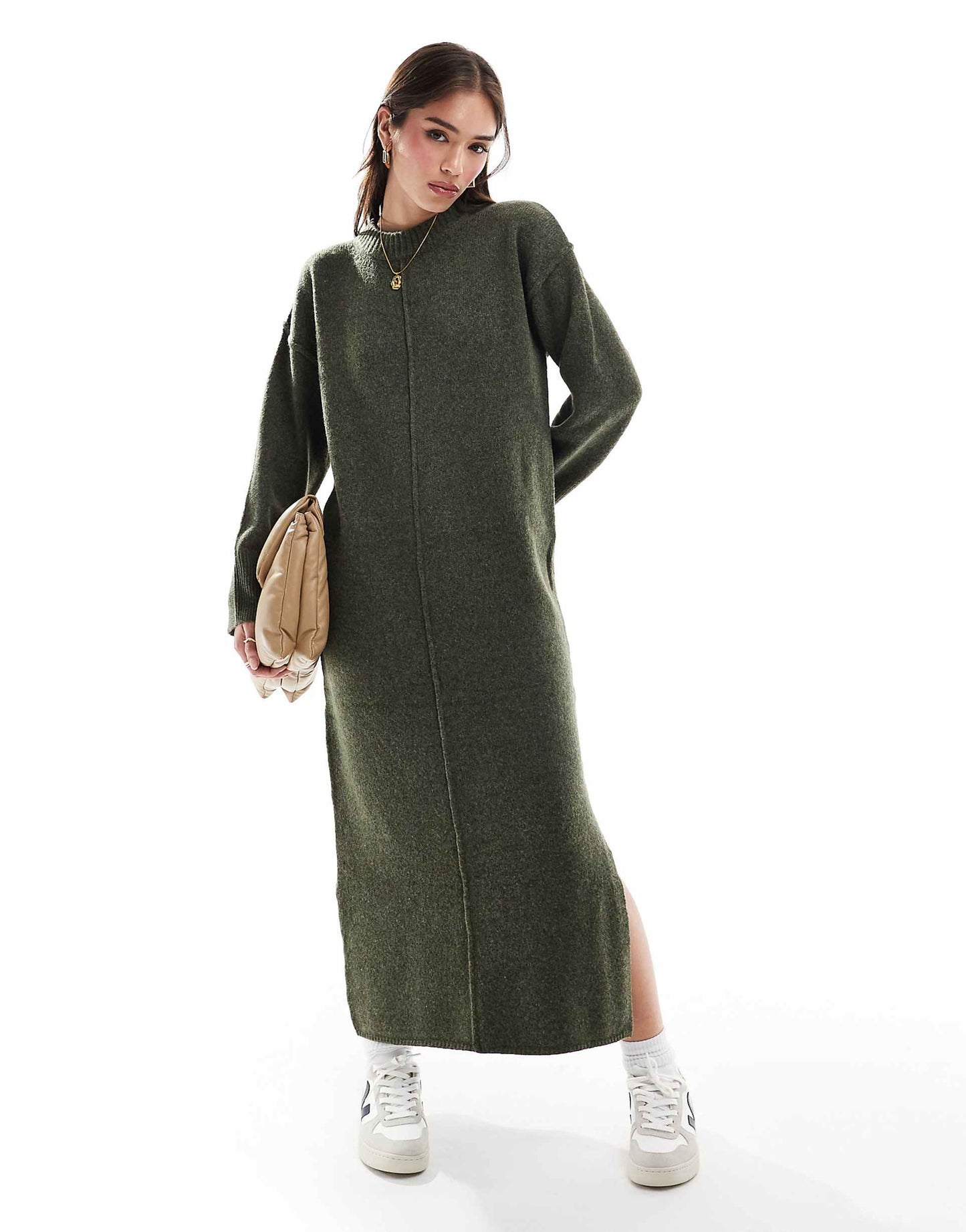 Seam Front Knitted Midaxi Dress