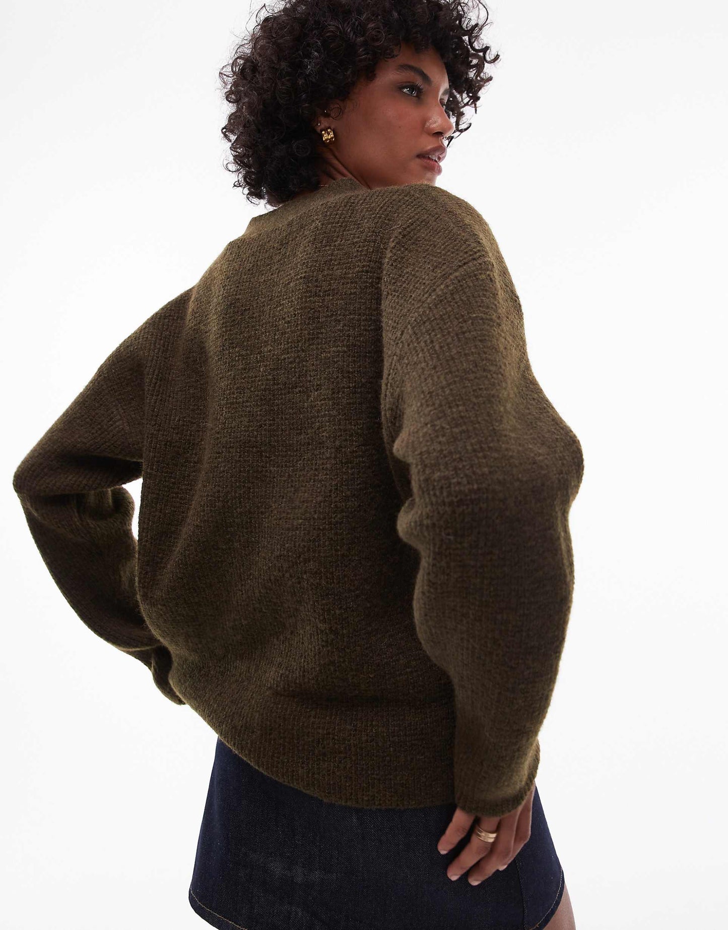 Knitted Easy Clean Rib Detail Relaxed Cardigan