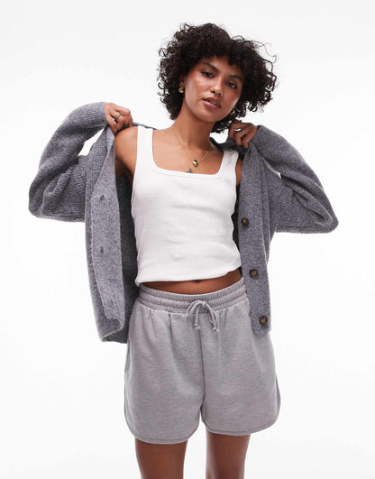 Knitted Easy Clean Rib Detail Relaxed Cardigan