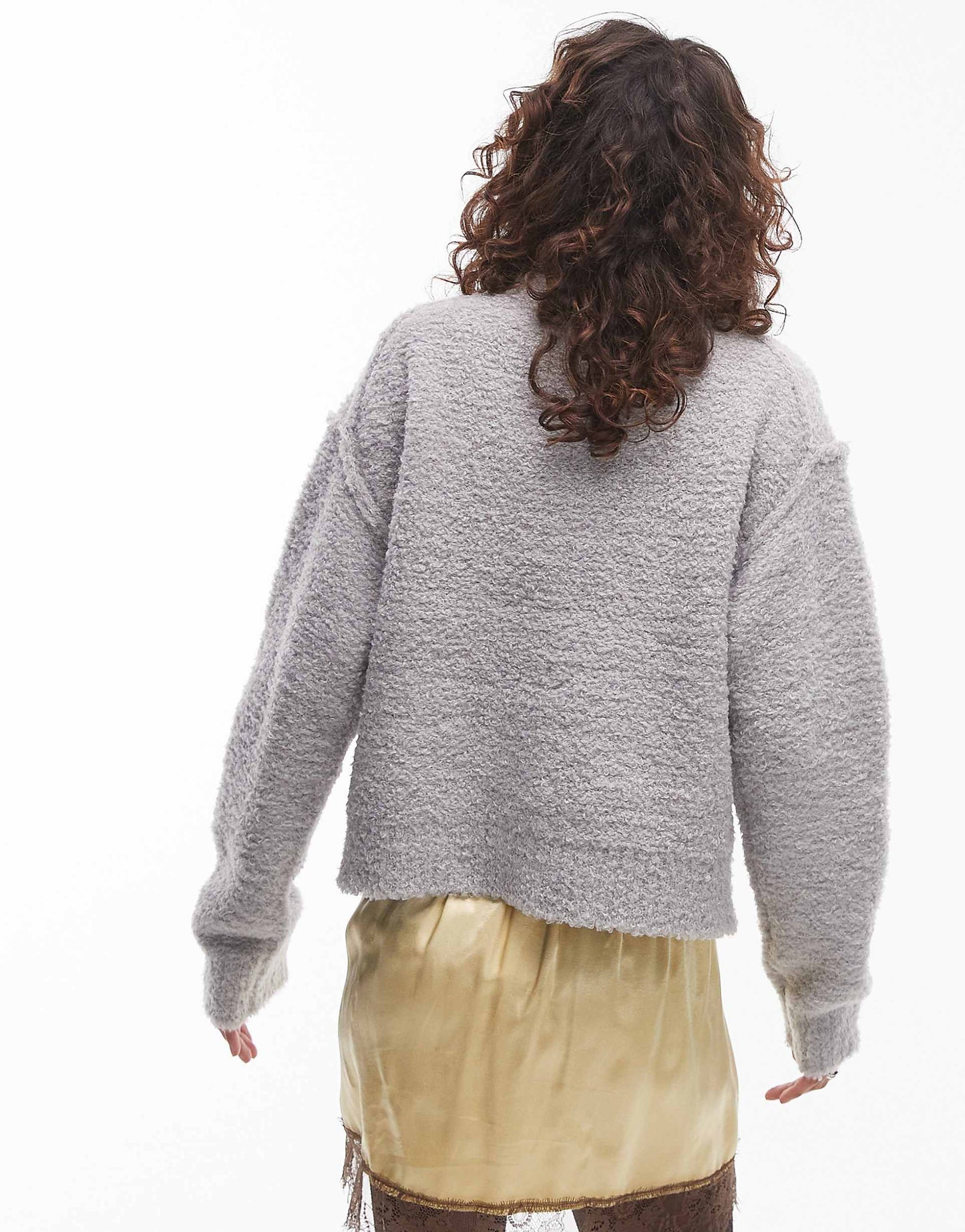 Knitted Crew Teddy Cardi With Pockets